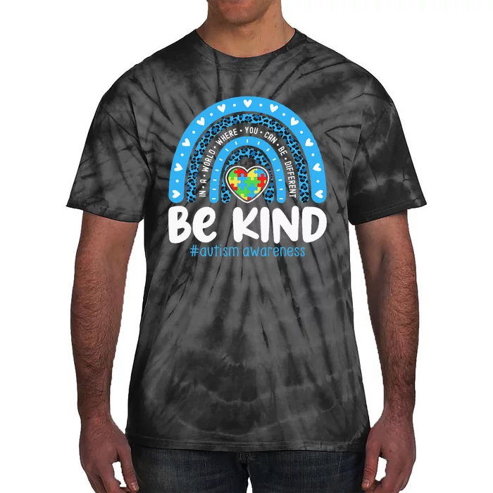 Autism Awareness Rainbow In April We Wear Blue Ribbon Autism Tie-Dye T-Shirt