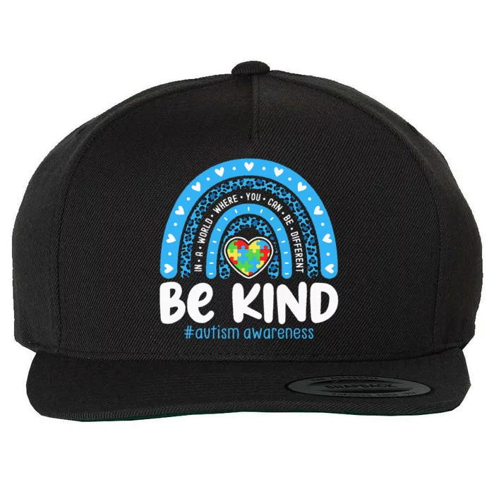 Autism Awareness Rainbow In April We Wear Blue Ribbon Autism Wool Snapback Cap