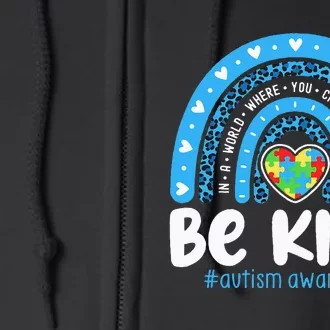 Autism Awareness Rainbow In April We Wear Blue Ribbon Autism Full Zip Hoodie