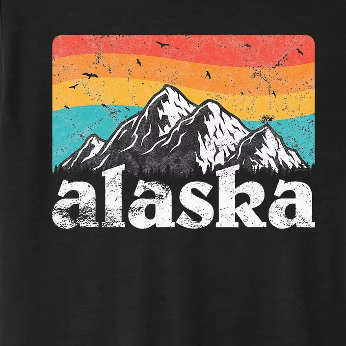 Alaska AK Retro 70s 80s Mountains Nature Distressed ChromaSoft Performance T-Shirt