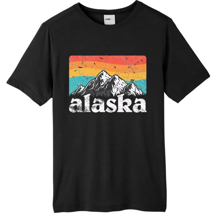 Alaska AK Retro 70s 80s Mountains Nature Distressed ChromaSoft Performance T-Shirt