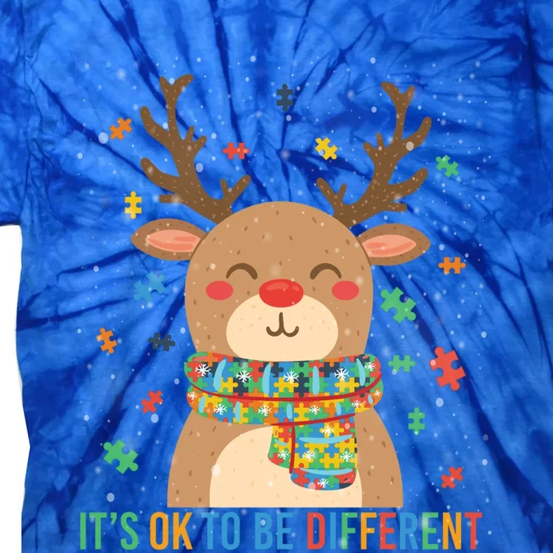 Autism Awareness Reindeer It's Ok To Be Different Meaningful Gift Tie-Dye T-Shirt