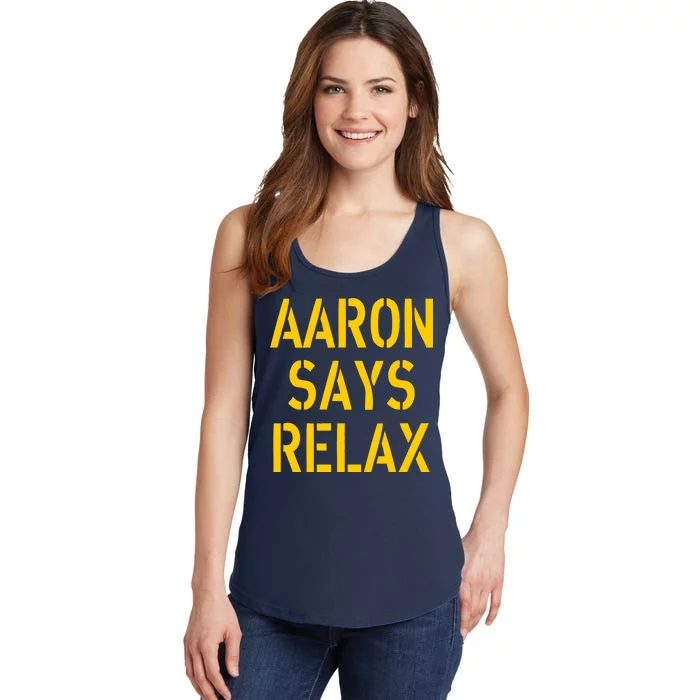 Aaron Says Relax Green Bay Football Quote Ladies Essential Tank