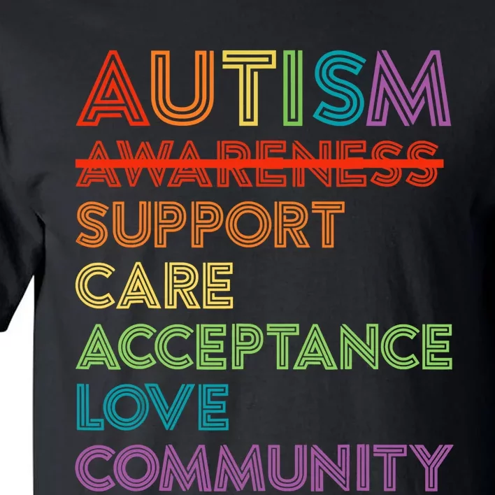 Autism Awareness Support Care Acceptance Ally Tall T-Shirt