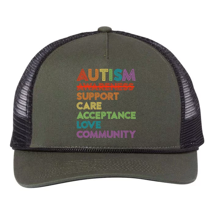 Autism Awareness Support Care Acceptance Ally Retro Rope Trucker Hat Cap