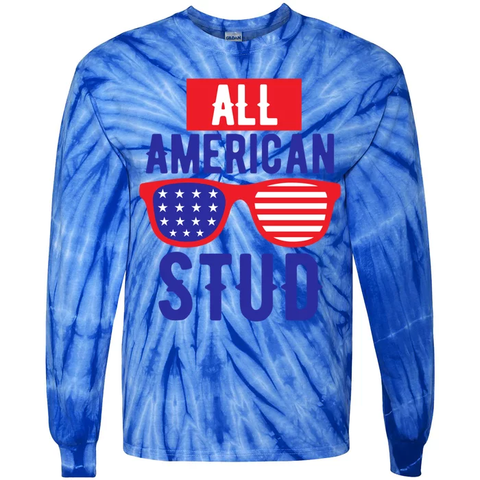 All American Stud Sunglasses 4th Of July Patriotic Cute Gift Tie-Dye Long Sleeve Shirt