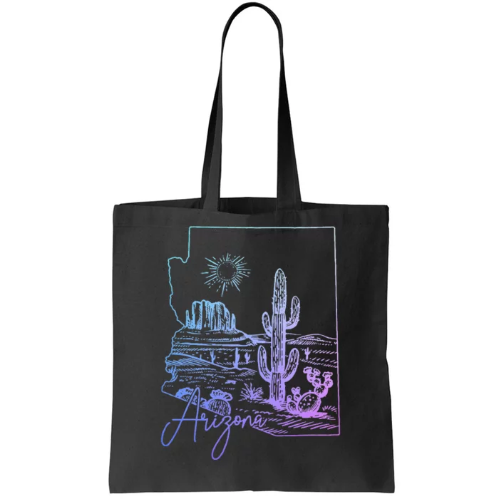 Arizona Az State Map Pride Cactus Vintage Tote Bag