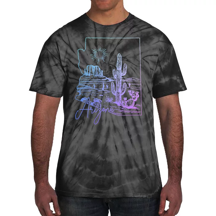 Arizona Az State Map Pride Cactus Vintage Tie-Dye T-Shirt