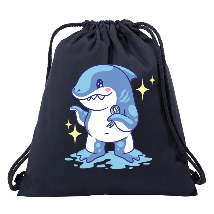 Autism Awareness Shark Ribbon Drawstring Bag