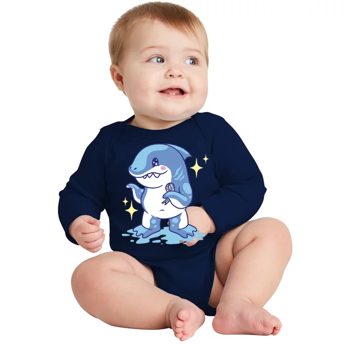 Autism Awareness Shark Ribbon Baby Long Sleeve Bodysuit