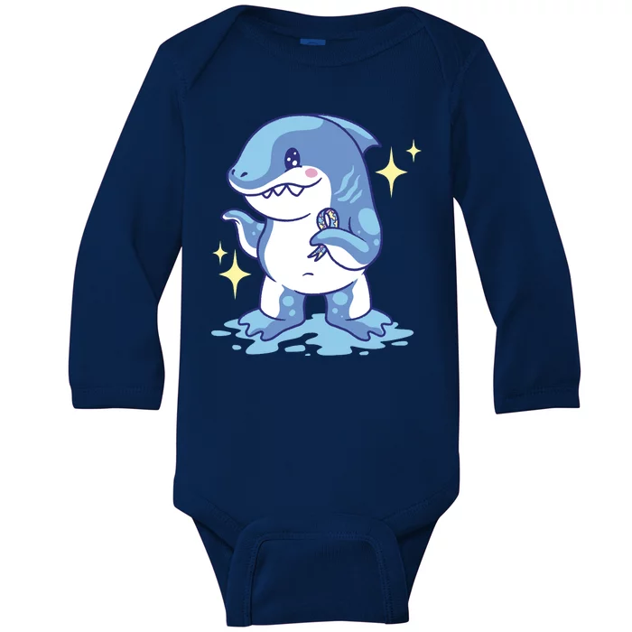 Autism Awareness Shark Ribbon Baby Long Sleeve Bodysuit