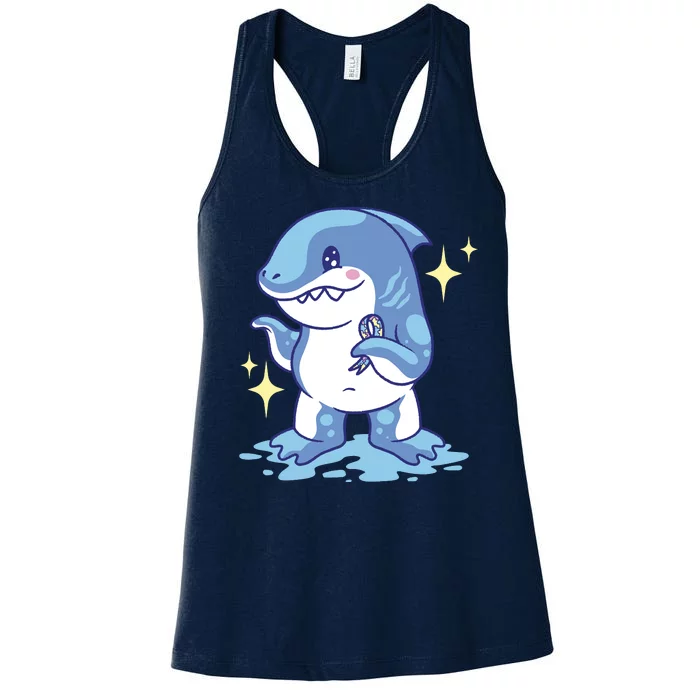 Autism Awareness Shark Ribbon Women's Racerback Tank