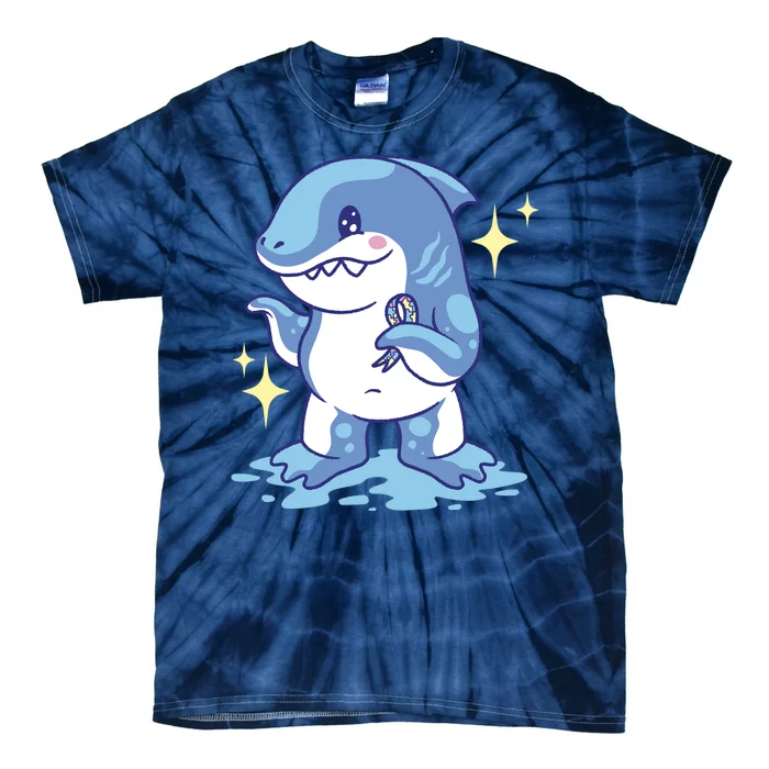 Autism Awareness Shark Ribbon Tie-Dye T-Shirt