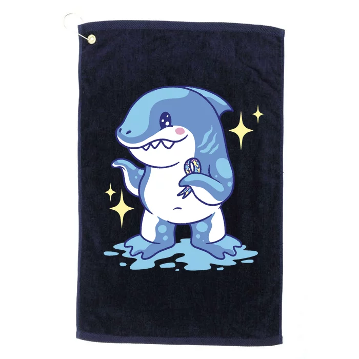 Autism Awareness Shark Ribbon Platinum Collection Golf Towel