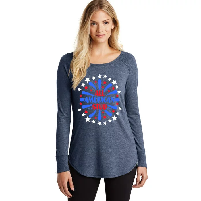 All American Studs Patriotic Stud American Funny Cute Gift Women's Perfect Tri Tunic Long Sleeve Shirt