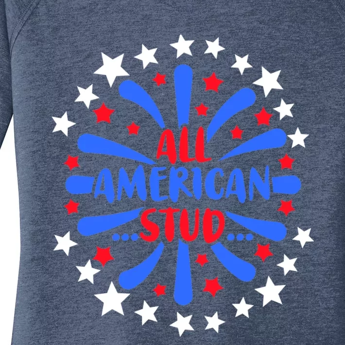 All American Studs Patriotic Stud American Funny Cute Gift Women's Perfect Tri Tunic Long Sleeve Shirt