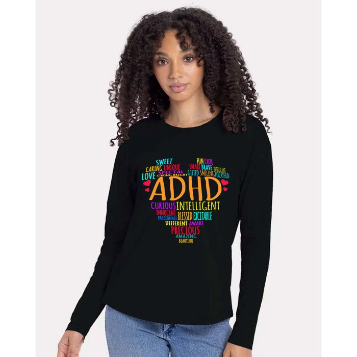 Adhd Awareness Support Add Attention Disorder Love Heart Mom Dad Gifts Womens Cotton Relaxed Long Sleeve T-Shirt