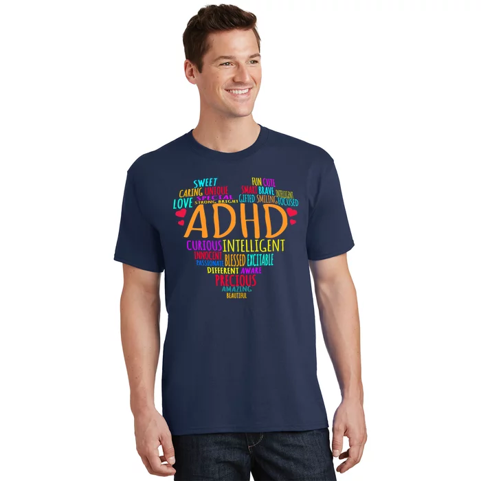 Adhd Awareness Support Add Attention Disorder Love Heart Mom Dad Gifts T-Shirt