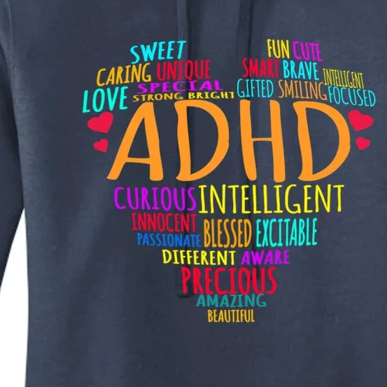 Adhd Awareness Support Add Attention Disorder Love Heart Mom Dad Gifts Women's Pullover Hoodie