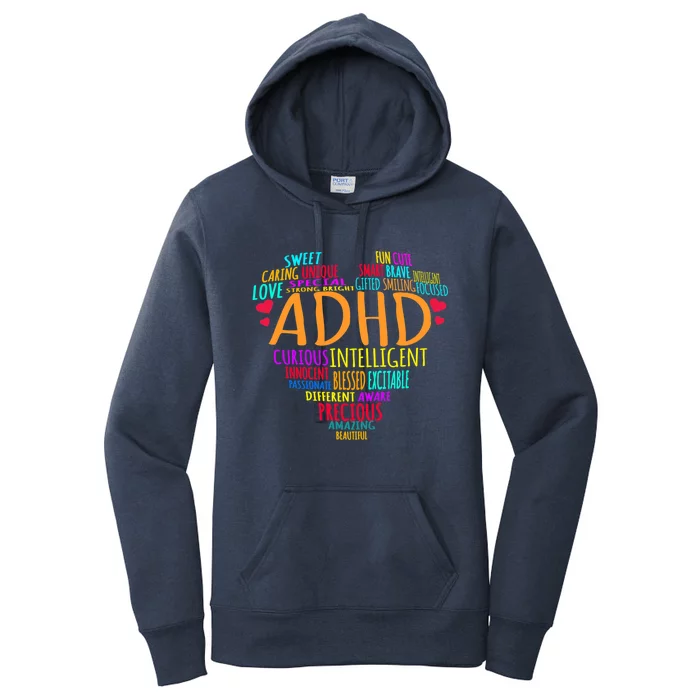 Adhd Awareness Support Add Attention Disorder Love Heart Mom Dad Gifts Women's Pullover Hoodie