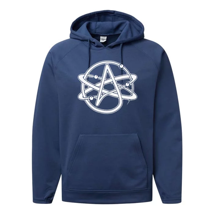 Atheist Atom Symbol Anti Religion Atheism Performance Fleece Hoodie