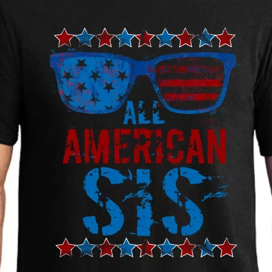 All American Sis 4th Of July Sunglasses Us Flag Gift Pajama Set