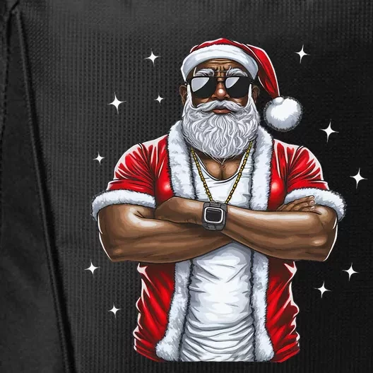 African American Santa Christmas Pajama City Backpack