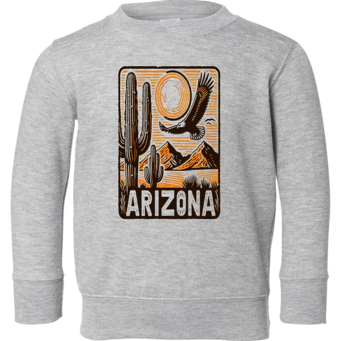 Arizona Az State Map Pride Cactus Vintage Desert Sunset Toddler Sweatshirt