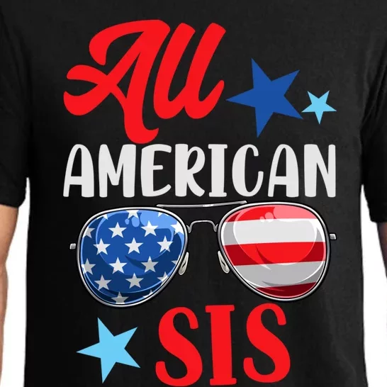 All American Sis 4th Of July Sunglasses American Us Flag Gift Pajama Set