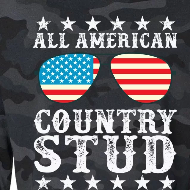 All American Stud Boy Country 4th of July USA Flag Gift Cropped Pullover Crew