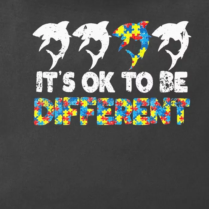 Autism Awareness SHARK Gift It's Ok To Be Different Puzzle Zip Tote Bag