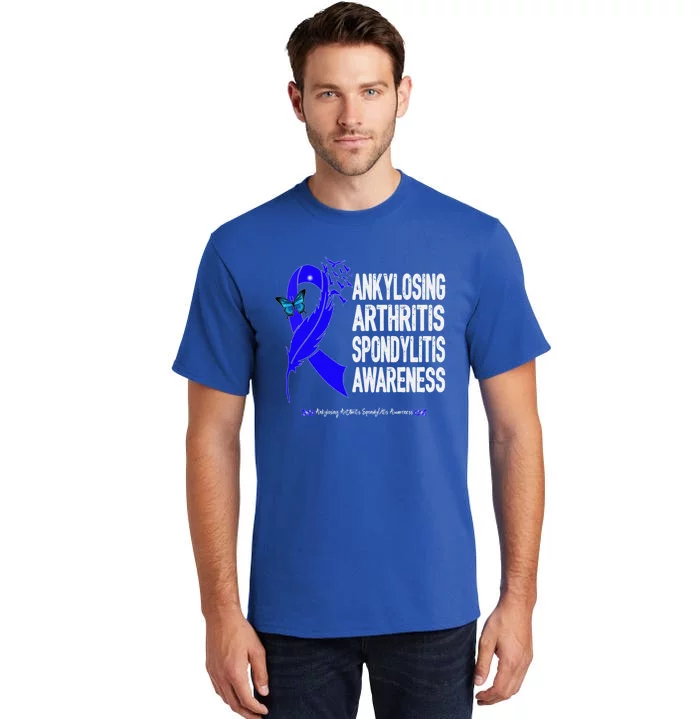 Ankylosing Arthritis Spondylitis Awareness Blue Ribbon Gift Tall T-Shirt