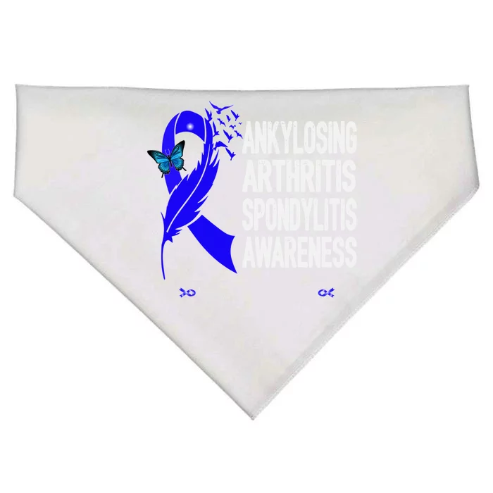 Ankylosing Arthritis Spondylitis Awareness Blue Ribbon Gift USA-Made Doggie Bandana