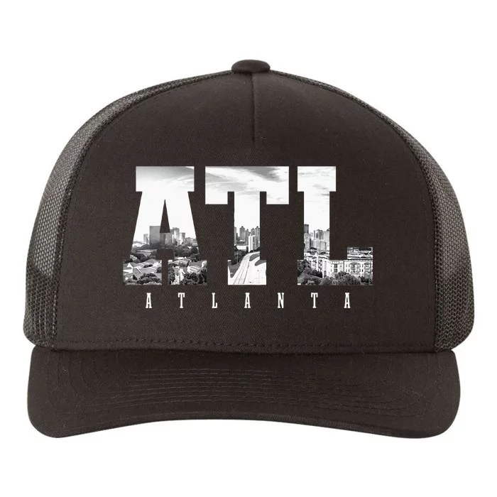 ATL Atlanta Skyline Pride Black & White Vintage Georgia Yupoong Adult 5-Panel Trucker Hat