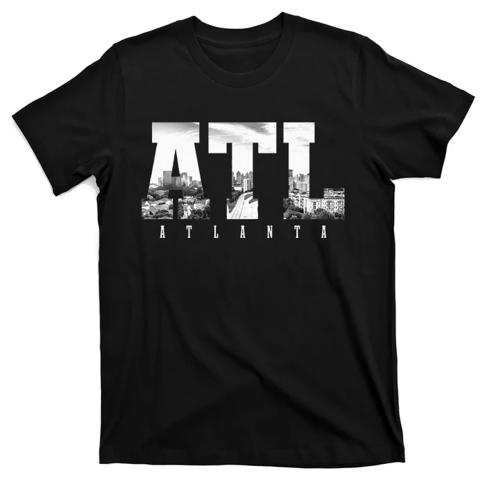 ATL Atlanta Skyline Pride Black & White Vintage Georgia T-Shirt