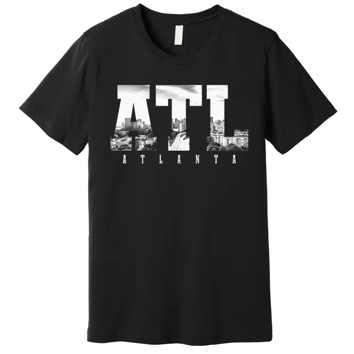 ATL Atlanta Skyline Pride Black & White Vintage Georgia Premium T-Shirt