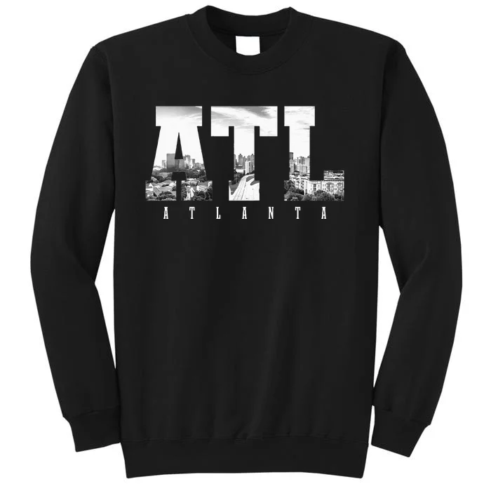 ATL Atlanta Skyline Pride Black & White Vintage Georgia Tall Sweatshirt