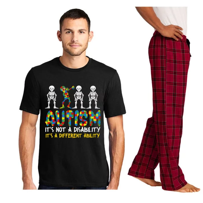 Autism Awerness Skeleton Dabbing Autistic Awareness Gift Pajama Set