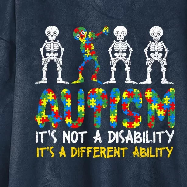 Autism Awerness Skeleton Dabbing Autistic Awareness Gift Hooded Wearable Blanket