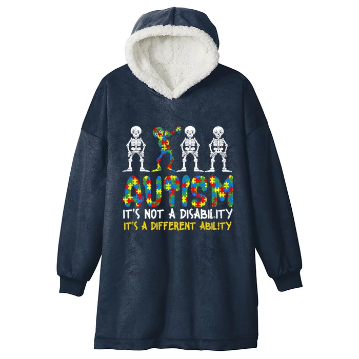 Autism Awerness Skeleton Dabbing Autistic Awareness Gift Hooded Wearable Blanket