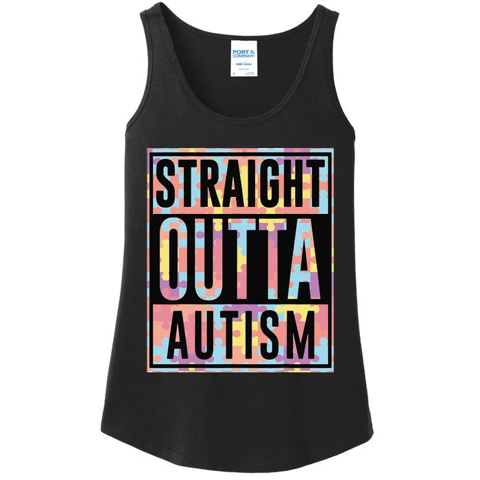 Autism Awarenesss Straight Outta Autism Gift Ladies Essential Tank