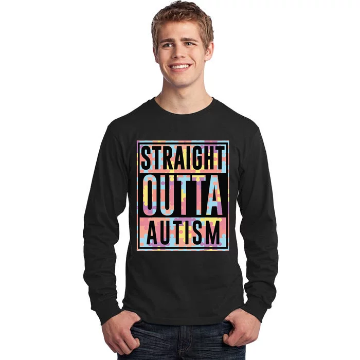 Autism Awarenesss Straight Outta Autism Gift Tall Long Sleeve T-Shirt