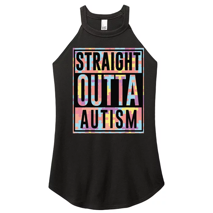 Autism Awarenesss Straight Outta Autism Gift Women’s Perfect Tri Rocker Tank