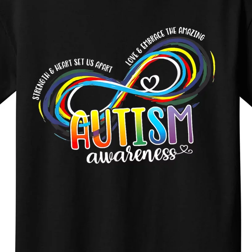 Autism Awareness Strength And Heart Set Us Apart Kids T-Shirt