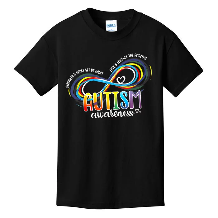 Autism Awareness Strength And Heart Set Us Apart Kids T-Shirt