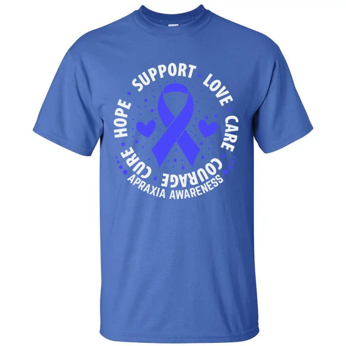 Apraxia Awareness Support Month Blue Ribbon Gift Tall T-Shirt