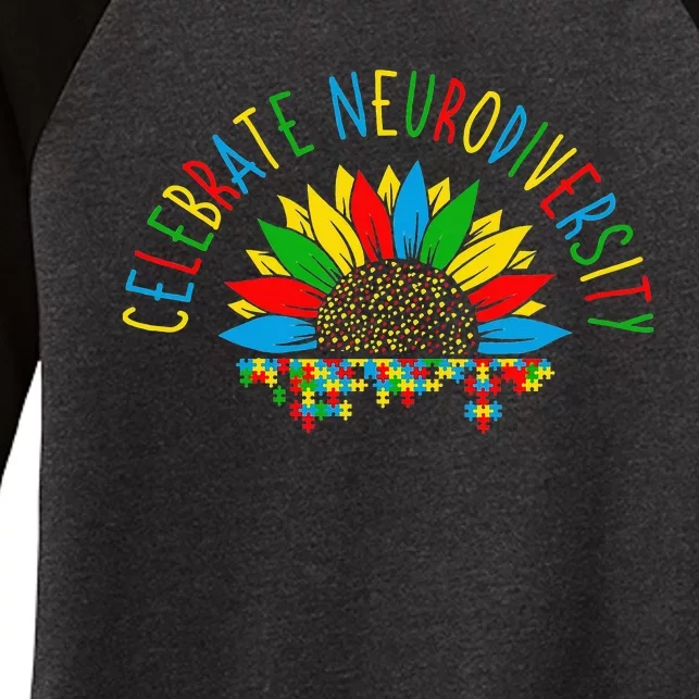 Autism Awareness & Support Celebrate Neurodiversity Women's Tri-Blend 3/4-Sleeve Raglan Shirt