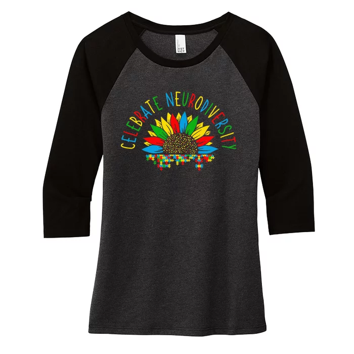 Autism Awareness & Support Celebrate Neurodiversity Women's Tri-Blend 3/4-Sleeve Raglan Shirt