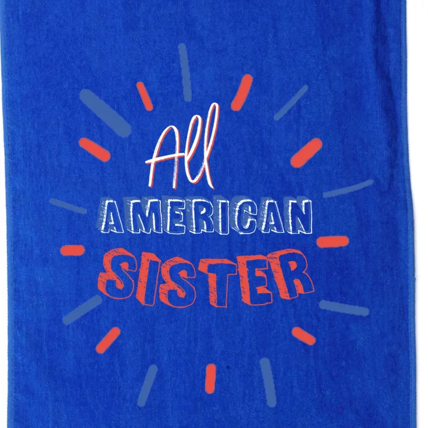 All American Sister Sis Matching Family 4th Of July Holiday Gift Platinum Collection Golf Towel