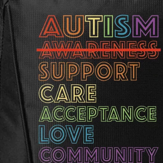 Autism Awareness Support Care Acceptance Accept Understand City Backpack